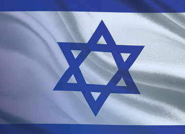Israeli flag with a blue Star of David on a white background