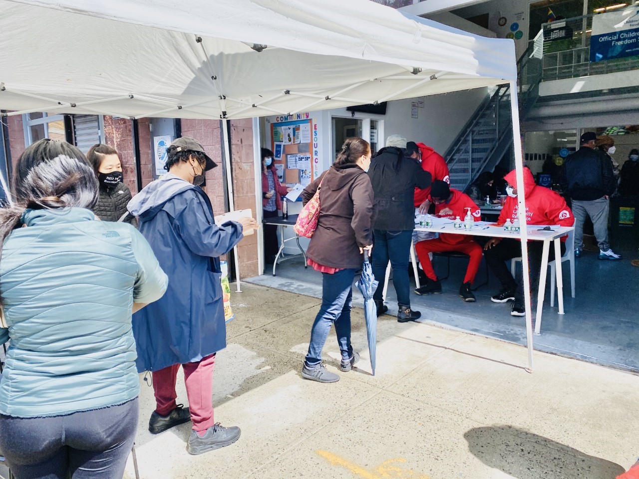 UJA Federation of New York >> <p>Red Hook community members waiting to receive their shots at a vaccine event with the Red Hook Community Justice Center and Red Hook Initiative.</p>