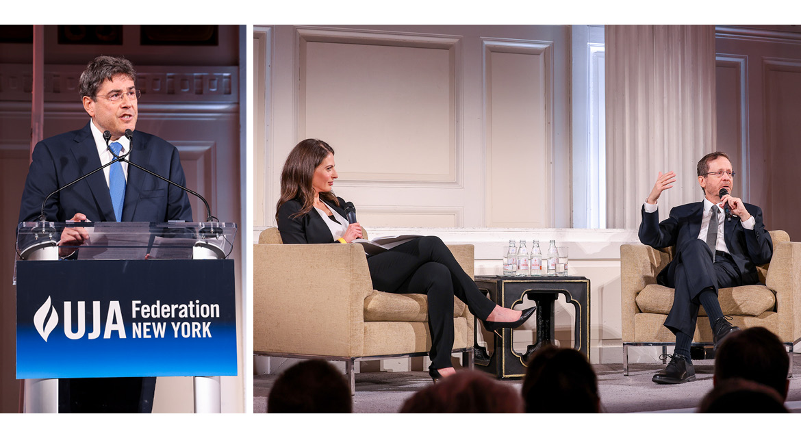 UJA Federation of New York >> <p><em>(left)</em> Eric Goldstein <em>(right)</em> CNN&rsquo;s Bianna Golodryga in conversation with President Herzog</p>